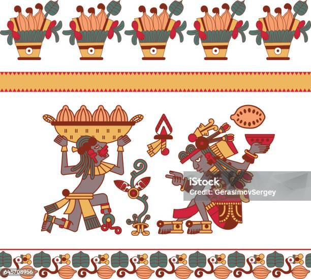Aztec Maya Illustration For Chocolate Package Design Stock Illustration - Download Image Now