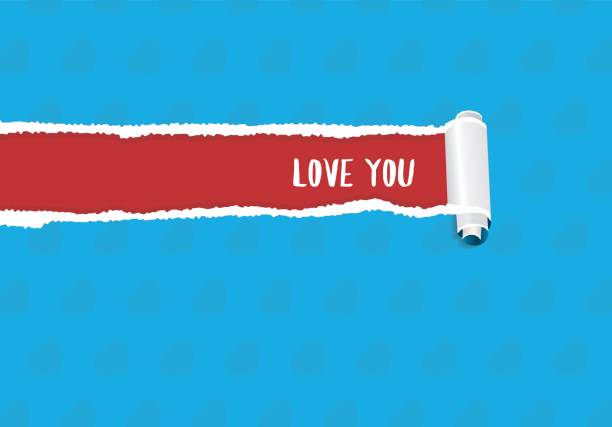 istock Love You Greeting Card With Torn Paper And Place For Text 645720466