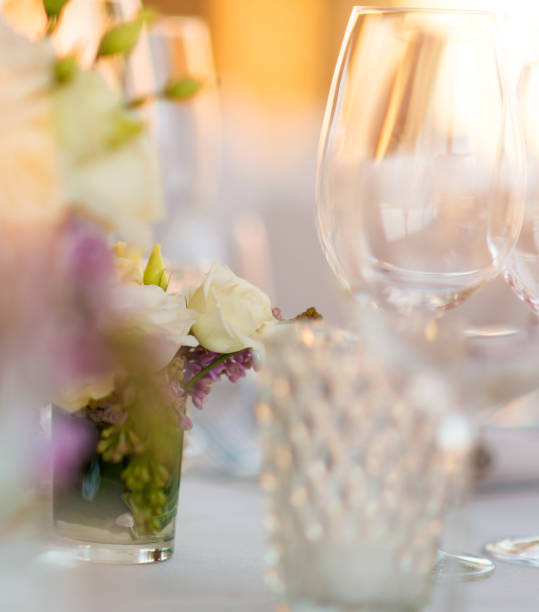 istock rose bouquet in vase on decorated table - wedding, party 645722868