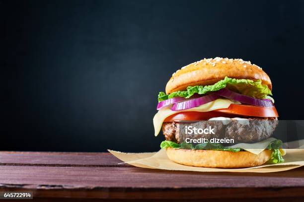 Craft Beef Burger Stock Photo - Download Image Now - Burger, Hamburger, Cut Out