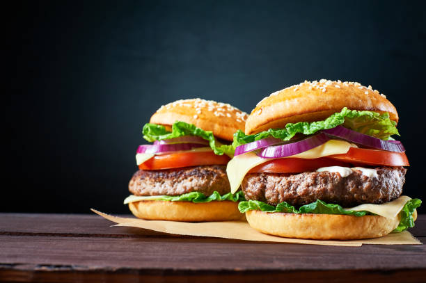 istock Two craft beef burgers. 645722958