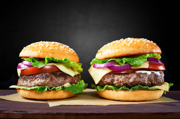 istock Two craft beef burgers. 645723046