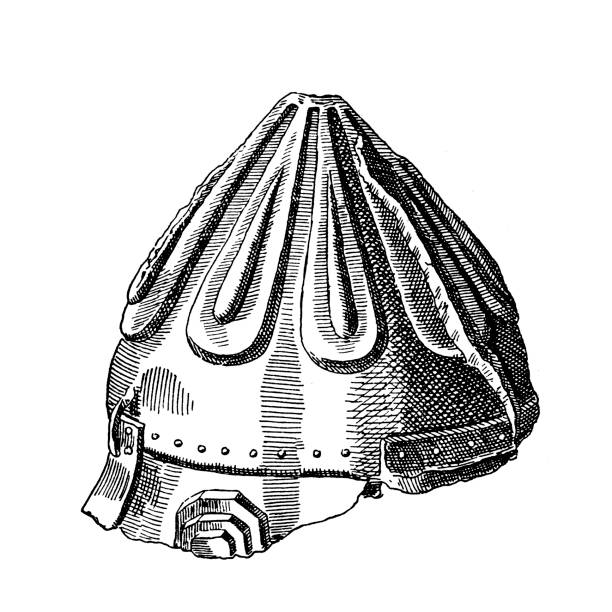 Eger Dobo Istvan helmet Antique illustration of a Eger Dobo Istvan helmet eger stock illustrations