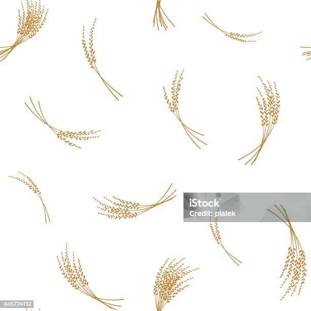 Sound Pattern With Rice Seamless Pattern With Ears Of Rice Background Vector Stock Illustration ...