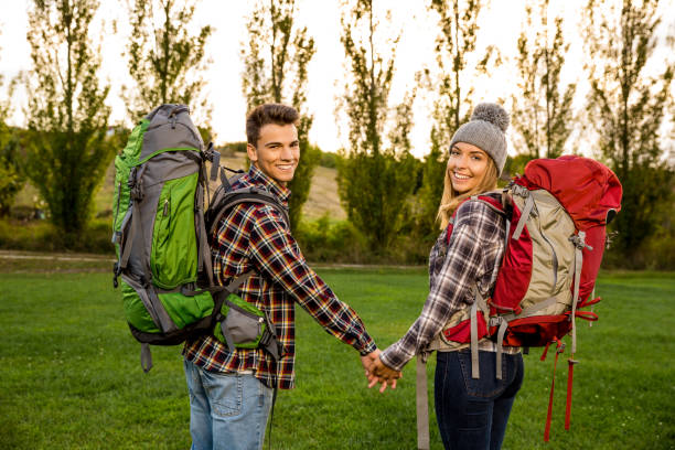 istock Shot of a young couple with backpacks ready for camping 645732096