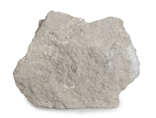 istock Limestone mineral stone isolated on white background. 645735038