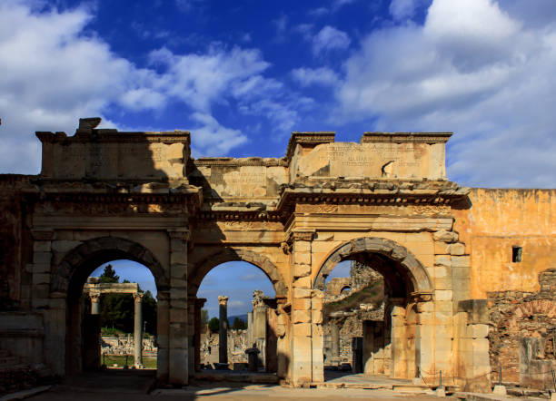 The Celsus Library of Ephesus Ancient City stock photo