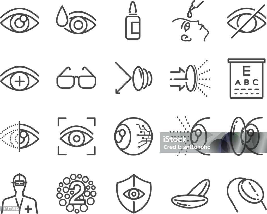 Eye care and optical icons set Optometry stock vector