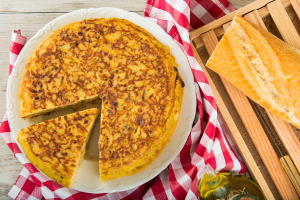 Spanish potatoes omelette stock photo