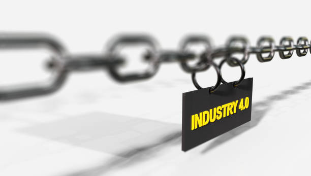 istock Industrial 4.0 word hanging chain concept 645749466