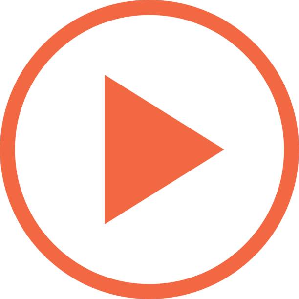 ilustraciones, imágenes clip art, dibujos animados e iconos de stock de botón de flecha play icono del círculo lineal - orange white audio
