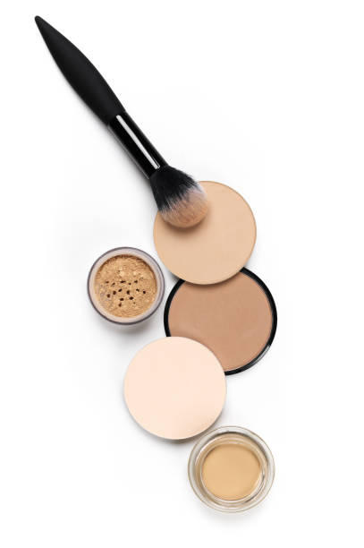 istock Set of various face powder and brush 645768512