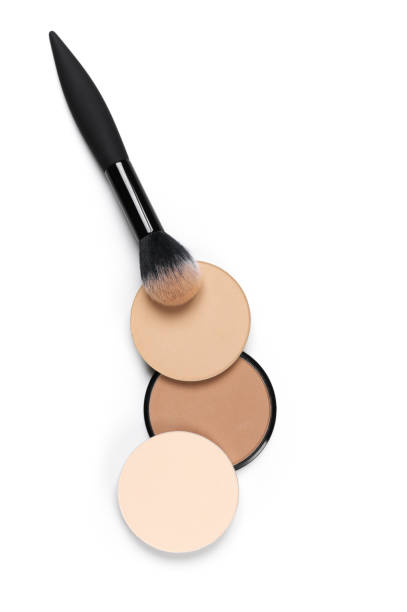 istock Set of various face powder and brush 645768516