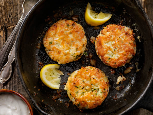 Crispy Golden Fish Cakes in a Cast Iron Skillet