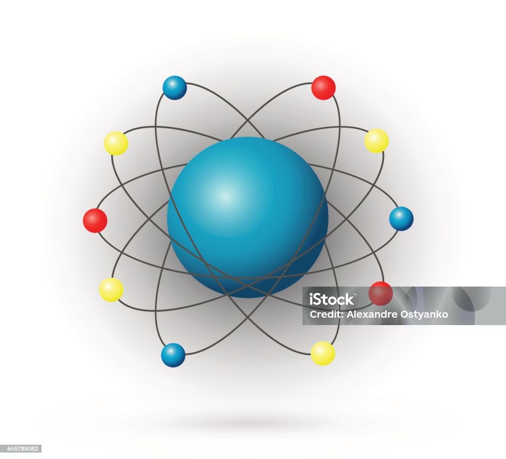 Single Color Atom Atom Color Model With Electrons And Nucleus Stock Illustration ...