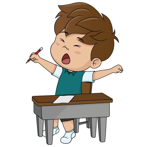 Kid Yawning And Stretchingback To School Stock Illustration - Download  Image Now - Yawning, Boys, Child - iStock