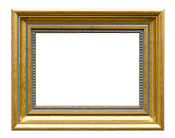 istock beautiful golden picture frame - wood  frame 645795750