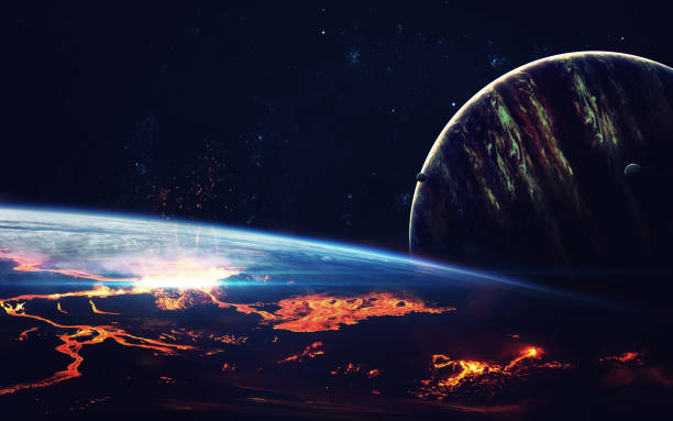 istock Deep space art. Nebulas, planets galaxies and stars in beautiful composition. Awesome for wallpaper and print. Elements of this image furnished by NASA 645796010