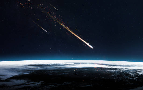 meteor shower. elements of this image furnished by nasa - asteroid stok fotoğraflar ve resimler