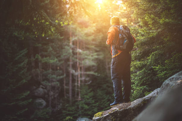 istock Male hiker solitude in mountains 645802104
