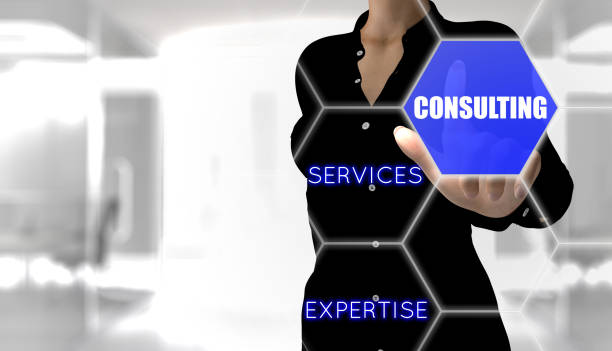 istock Business woman touching the Consulting button. 3D Rendering 645805744