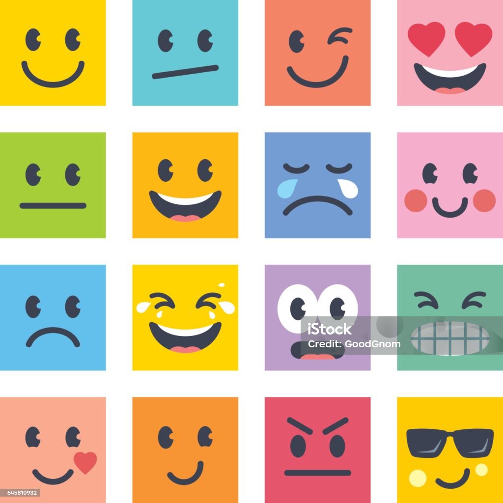 Smile icons Emotions icons set Anthropomorphic Smiley Face stock vector