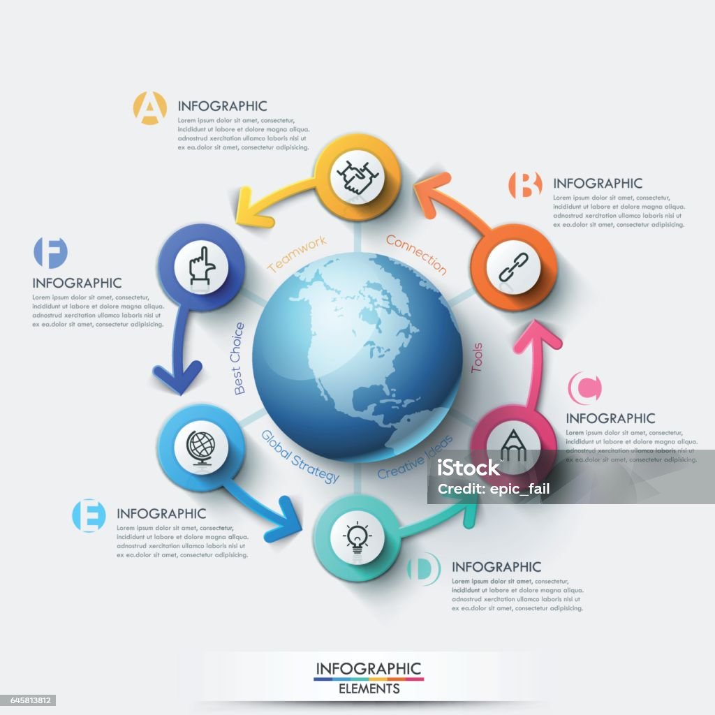 Business computer network Business cycle infographic template. Business global template with arrows. Can be used for workflow layout, banner, diagram, web design, infographic template. Clip Art stock vector