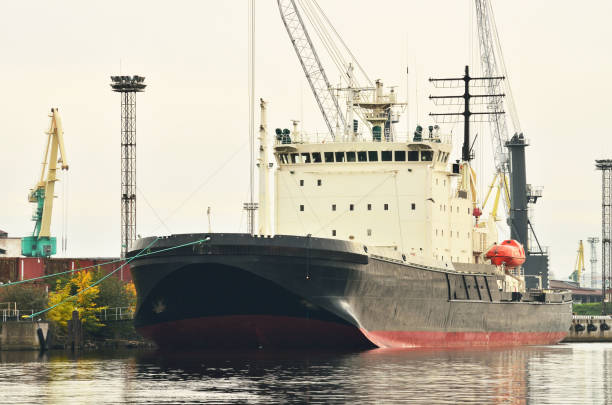 istock The icebreaker is moored to the pier. 645814374