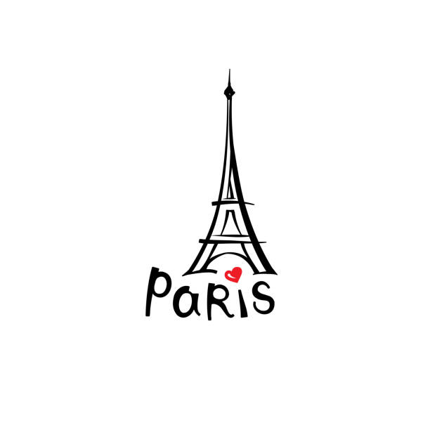 illustrazioni stock, clip art, cartoni animati e icone di tendenza di segno di parigi. famoso punto di riferimento francese torre eiffel. icona di travel france - paris france eiffel tower architecture france