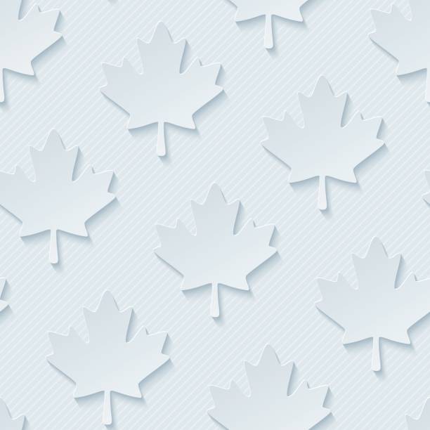 Red maple leaves seamless wallpaper pattern. Canadian Red maple leaves seamless wallpaper pattern. 3d tileable cut out paper background. canadian culture stock illustrations