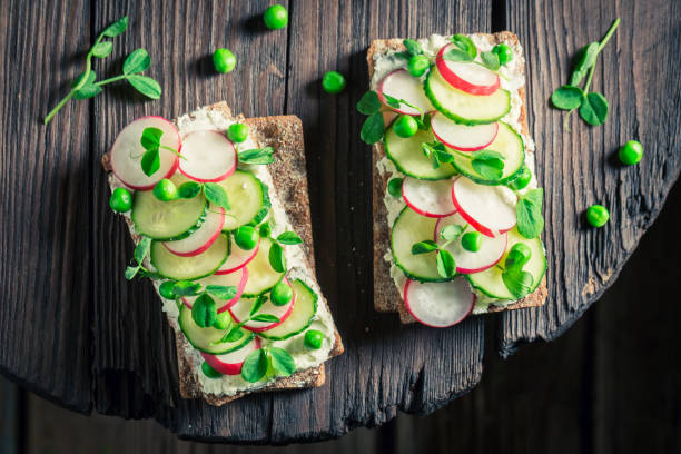 istock Healthy sandwich with fromage cheese, avocado and crunchy bread 645818278