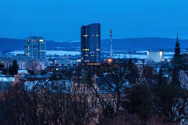 istock Panorama of Olomouc at night 645821058