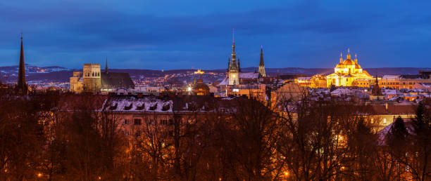 istock Panorama of Olomouc at night 645821390