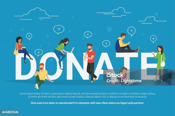 Charity Donation Funding Concept Illustration Stock Illustration - Download Image Now - Charitable Donation, Currency, Donation Box
