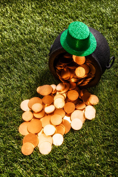 istock St Patrick's Day Pot of Gold that is knocked over 645822580