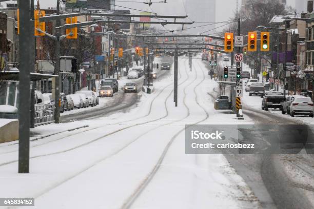 Snow Street Stock Photo - Download Image Now - Blizzard, Canada, City