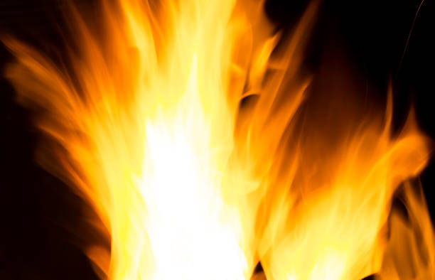 istock Flames of burning fire isolated on black background 645837586