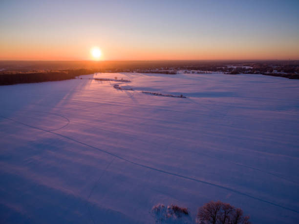 istock snowy winter field with a bird's-eye view 645838730