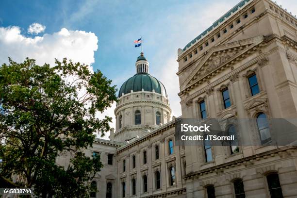 Indiana State Capitol Building On A Beautiful Day Stock Photo - Download Image Now - Indiana, State Capitol Building, Supreme Court