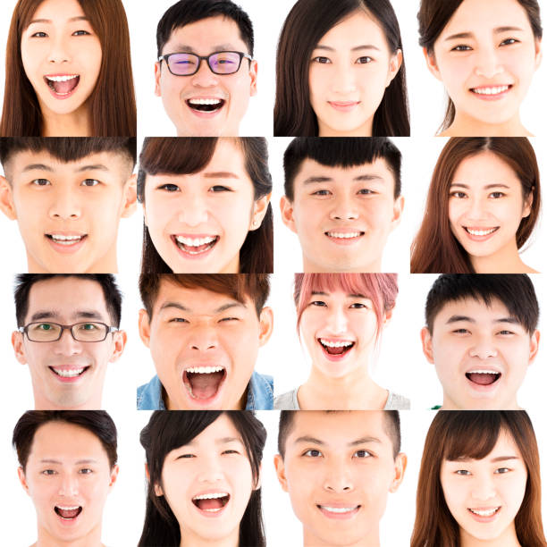 istock Composition of smiling asian young people 645838754