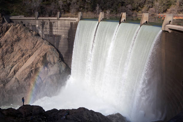 istock Lake Clementine Dam overflowing into the river below 645841016
