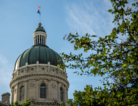 A view of the Indiana State Capitol Building in Indianapolis (stock photo)