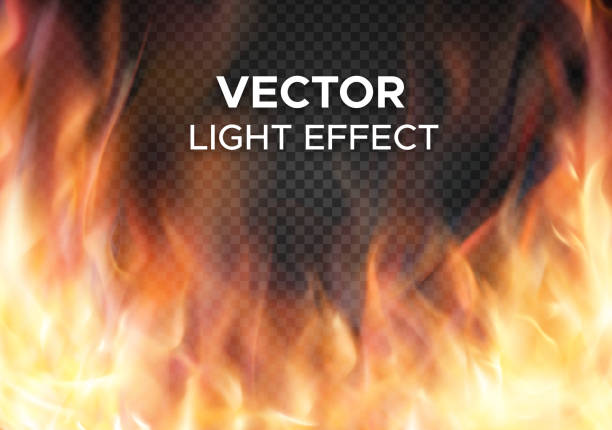 Vector fire flames on transparent background Burning fire flames on transparent background. Vector special light effect flame borders stock illustrations