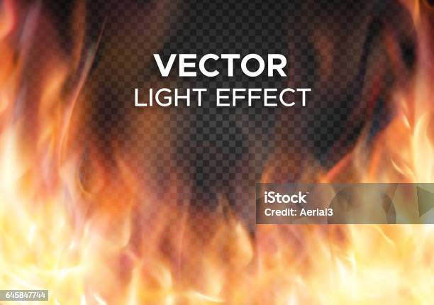 Vector Fire Flames On Transparent Background Stock Illustration - Download Image Now - Flame, Transparent Background, Smoke - Physical Structure