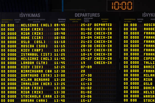 istock Departure and arrival schedule in Vilnius Airport, Lithuania 645851724