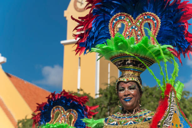 Carnival in the Caribbean Traditional carnival on the Caribbean island Bonaire, one of the typical carnivals of the Caribbean region showtime stock pictures, royalty-free photos & images
