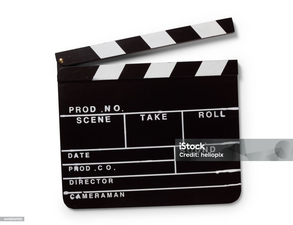 Film slate Film slate isolated on white Film Slate Stock Photo