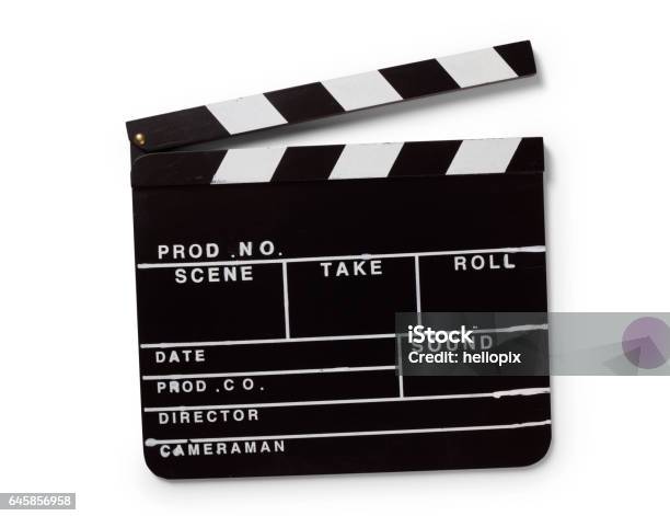 Film Slate Stock Photo - Download Image Now - Film Slate, White Background, Old