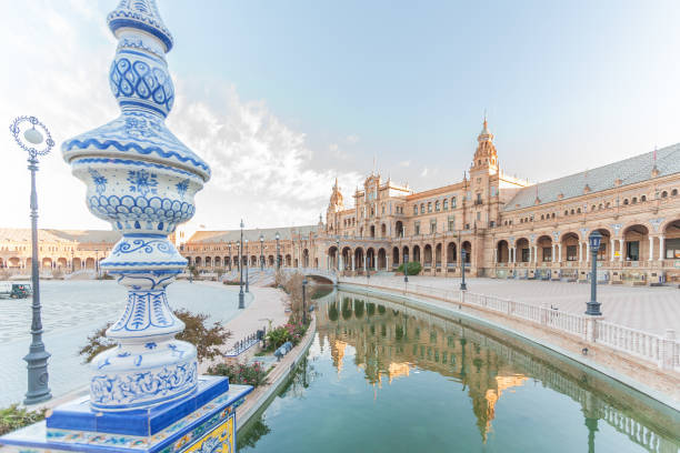 istock Sunrise at Spanish Square (Plaza de Espana) in Sevilla, Spain 645875614