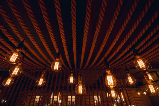 istock Edison's light bulb and lamp in modern style. 645889144